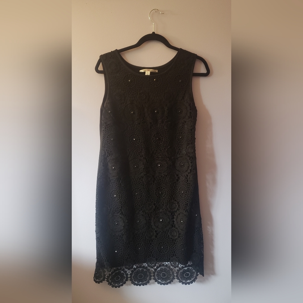 Wearing Your Heart on Your Sleeve Black Dress Lace Beading